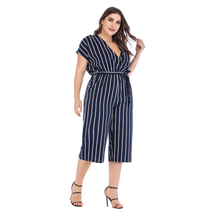 Open image in slideshow, Plus Size Striped Jumpsuit
